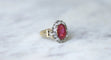 Bague 53 Bague marguerite Or jaune Argent Rubis birman Diamants 58 Facettes