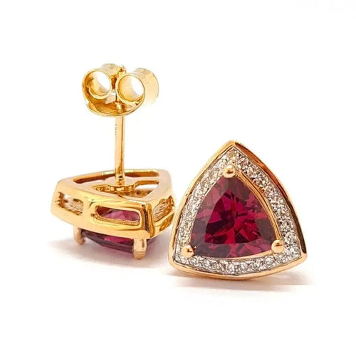 Boucles d'oreilles Boucles d'oreilles rhodolites diamants or rose 58 Facettes