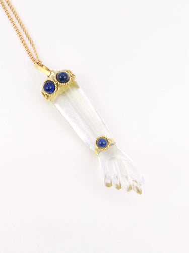 Pendentif Pendentif vintage Main de Figa or cristal de roche et lapis-lazuli 58 Facettes 814
