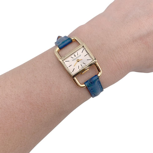 Montre Montre Jaeger Lecoultre & Hermès, "Etrier", or jaune, bracelet cuir. 58 Facettes 32561