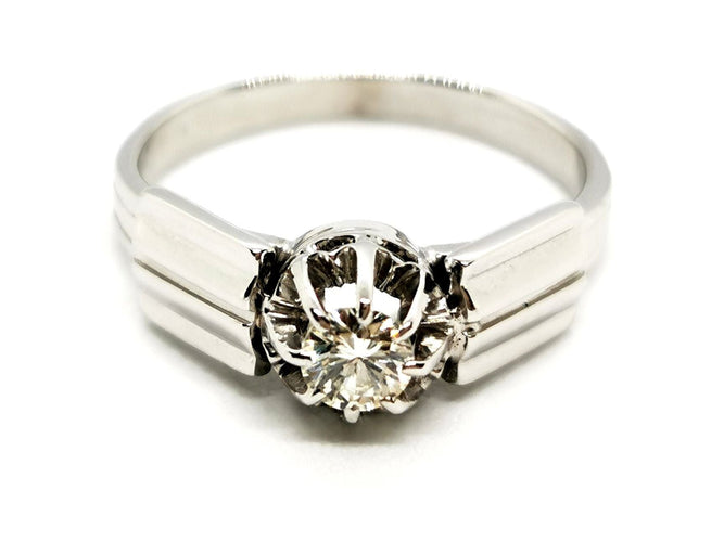 Bague 54 Bague Solitaire Or blanc Diamant 58 Facettes 1292388CN