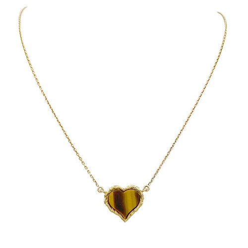 Collier Collier pendentif, "Coeur", or jaune, oeil de tigre. 58 Facettes 32133