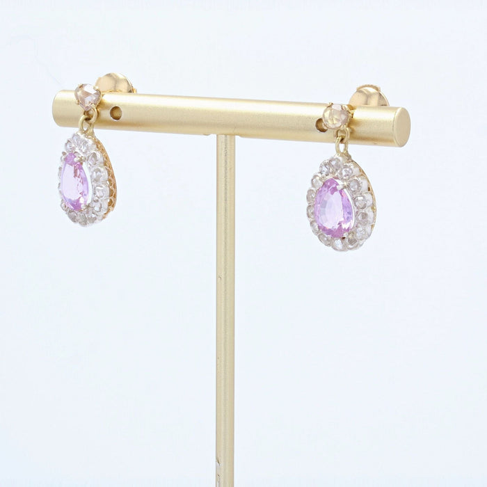 Boucles d'oreilles Boucles d'oreilles anciennes saphirs violet et diamants taillés en rose 58 Facettes 22-443
