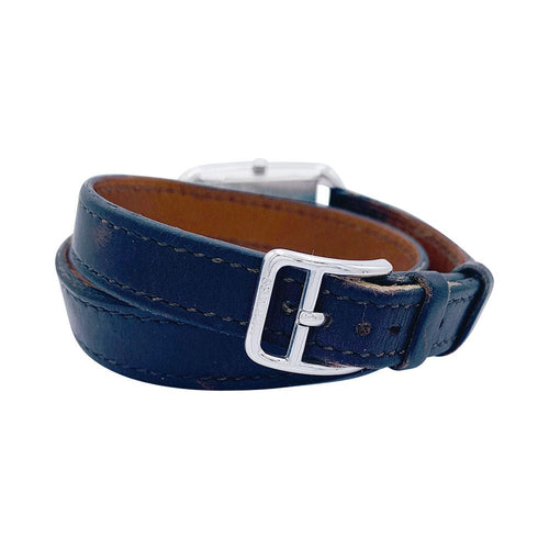 Montre Montre Hermès "Cape Cod" en acier sur cuir. 58 Facettes 32321