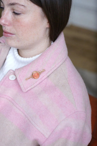 Broche Broche or jaune camée corail 58 Facettes