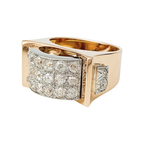 Bague 52 Bague "Tank" or rose, platine et diamants. 58 Facettes 31833