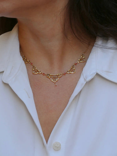 Collier Collier draperie Art Nouveau perles fines pierres roses 58 Facettes 892