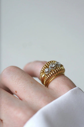 Bague Bague fil vintage or rose diamants 58 Facettes