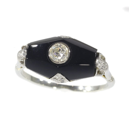 Bague 54 Bague Art Déco diamant et onyx 58 Facettes 19324-0206