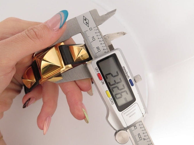 Montre vintage montre HERMES medor 23 mm plaque or et cuir croco quartz 58 Facettes 254544