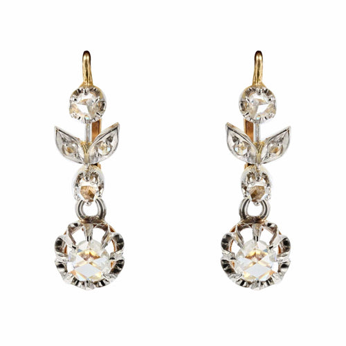 Boucles d'oreilles Boucles d'oreilles anciennes diamants Art Nouveau 58 Facettes 22-028