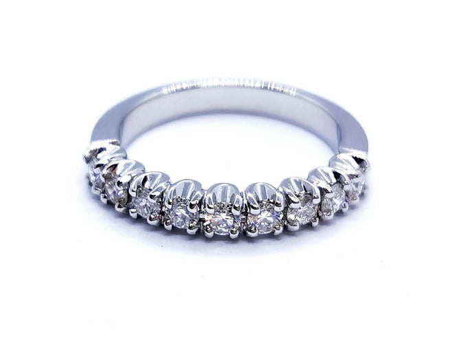 Bague 53 Bague Demie alliance Or blanc Diamant 58 Facettes 578775RV