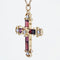 Pendentif Croix or jaune diamants grenats 58 Facettes 19-698B