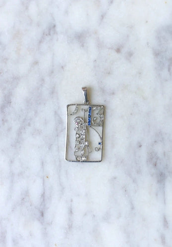 Pendentif Breloque Pierrot Art Déco saphirs et diamants 58 Facettes