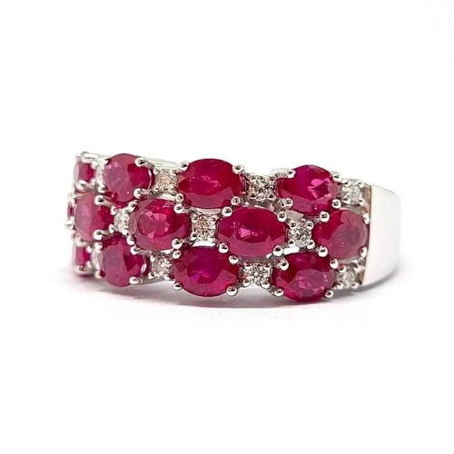 Bague Bague rubis diamants or blanc 58 Facettes