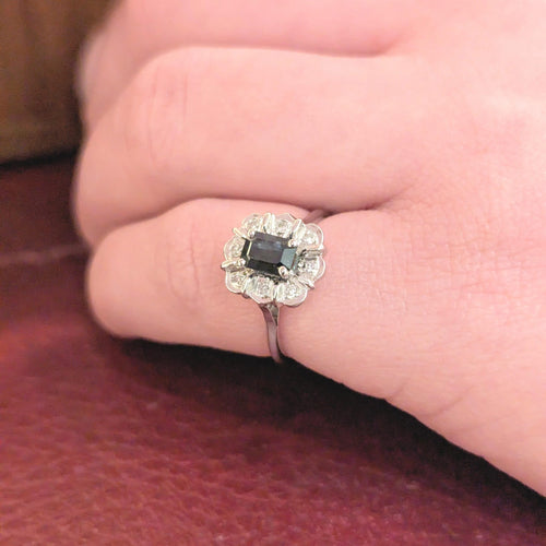 Bague Bague or blanc diamants et saphir 58 Facettes 25585