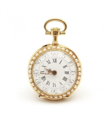 Montre Ø : 25 mm / Jaune / Or 750 Montre de col fin XIXe 58 Facettes 160051SP