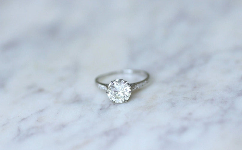 Bague Solitaire Belle Epoque diamant 1.70 Ct 58 Facettes