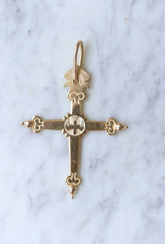Pendentif Croix régionale Jeannette or jaune 58 Facettes
