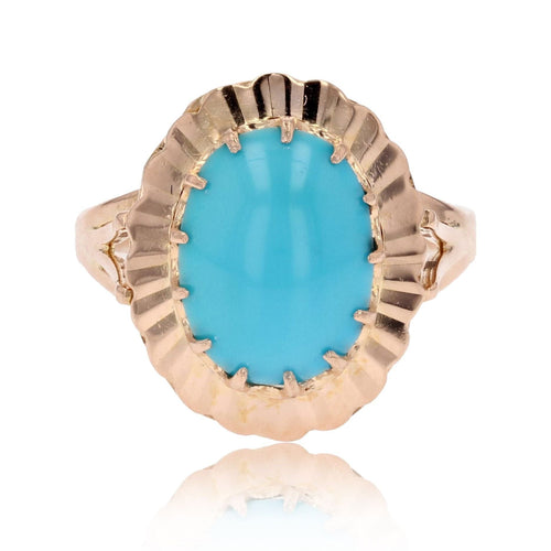 Bague 54 Bague vintage turquoise or rose 58 Facettes 23-001