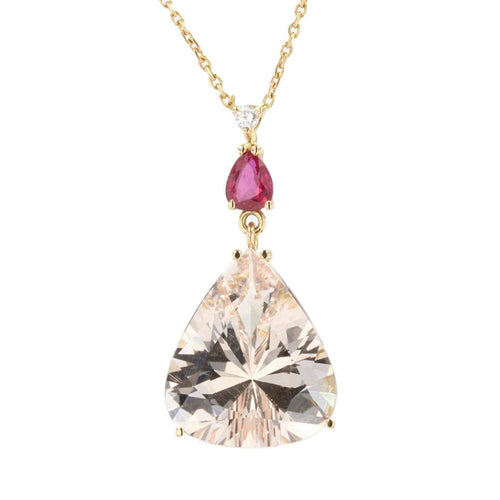 Collier Collier diamant rubis morganite sur or jaune 58 Facettes 21-723