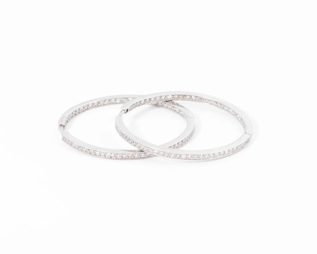 Boucles d'oreilles Créoles en or gris, diamants 58 Facettes