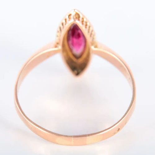 Bague Bague Marquise en or rose Perles et Grenat 58 Facettes