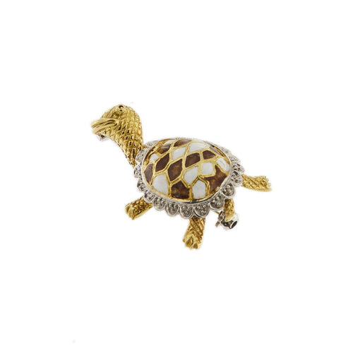 Broche Broche tortue émaillée 58 Facettes 28598