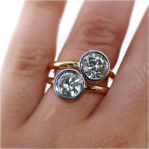 Bague 52 Bague "Toi et Moi"  3 Ors Diamants 58 Facettes