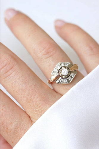 Bague Bague Art Déco deux ors et diamants 58 Facettes