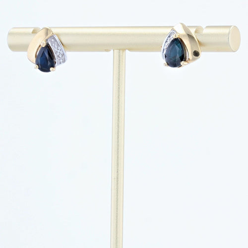 Boucles d'oreilles Puces d'oreilles or jaune saphirs d'occasion 58 Facettes CVBO7