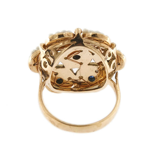 Bague 54 Bague Fleur saphirs et perles 58 Facettes 28692