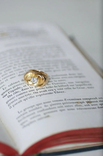 Bague 49.5 Bague Tank retro en or jaune et diamant 58 Facettes