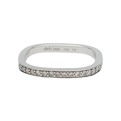 Bague 50 Alliance Dinh Van, "Carrée", or blanc et diamants. 58 Facettes 31305