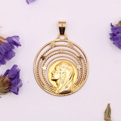 Pendentif Pendentif Médaille de la Vierge en Or jaune 58 Facettes