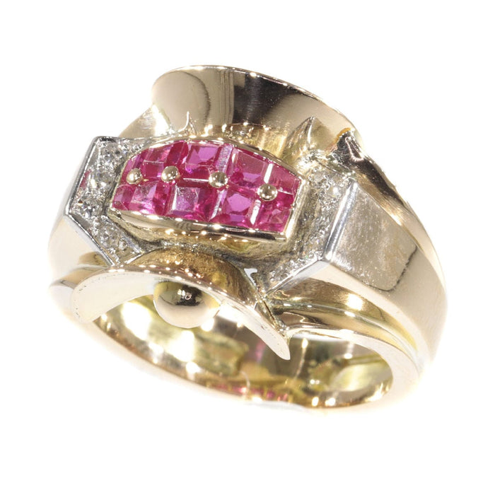 Bague 56 Bague avec rubis et diamants 58 Facettes 20027-0055