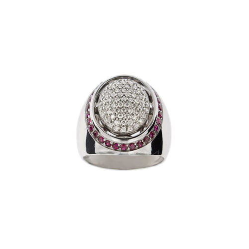 Bague 48 Bague Chevalière diamants et rubis 58 Facettes 31149