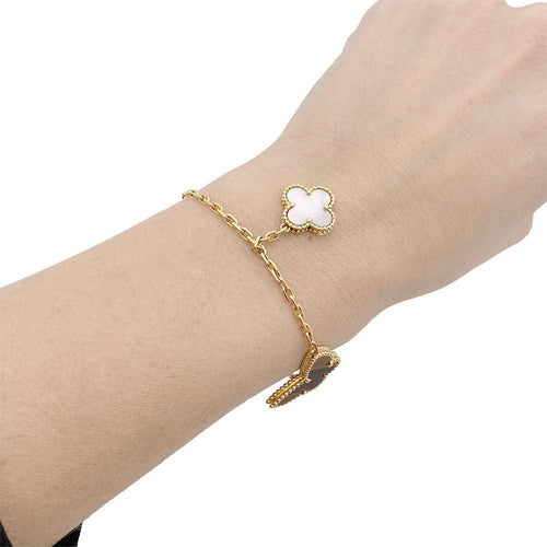 Bracelet Bracelet Van Cleef & Arpels "Lucky Alhambra" or jaune, pierres de couleurs. 58 Facettes 33558