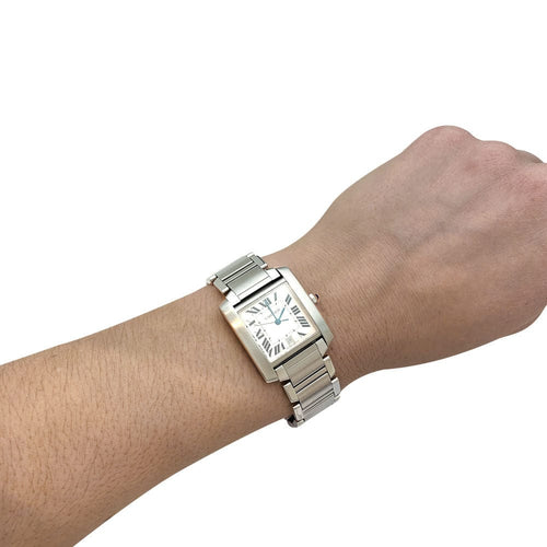 Montre Montre Cartier "Tank Française" en acier sur acier. 58 Facettes 29523