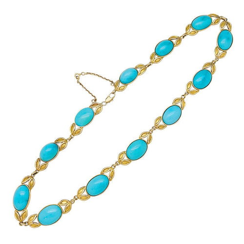 Collier Collier en or jaune décoré de turquoises. 58 Facettes 31468