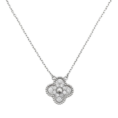 Collier Collier Van Cleefs & Arpels "Vintage Alhambra" en or blanc et diamants. 58 Facettes 31024