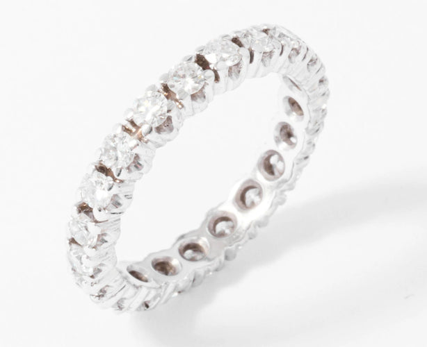 Bague Alliance américaine or gris diamant 58 Facettes