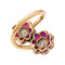 Bague 54 Bague fleurettes en or jaune, diamants et rubis. 58 Facettes 31310