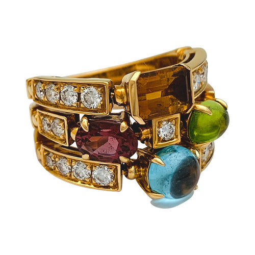 Bague 55 Bague Bulgari, "Allegra", or jaune, diamants, pierres de couleurs. 58 Facettes 31101