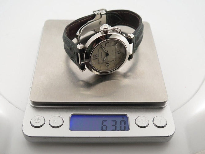 Montre montre CARTIER pasha 35 mm automatique en acier palladie 58 Facettes 257653