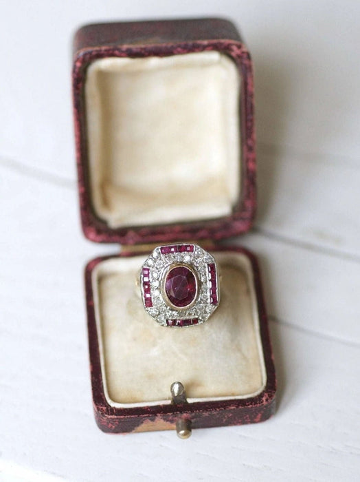 Bague Bague de fiançailles Art Deco diamants et rubis 58 Facettes