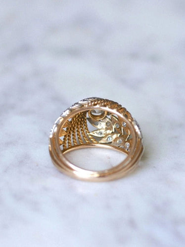 Bague Dôme vintage palmes diamants 58 Facettes