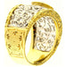 51 Bague en or jaune et blanc avec diamants taille brillant au centre et sur le pourtour 58 Facettes G3480