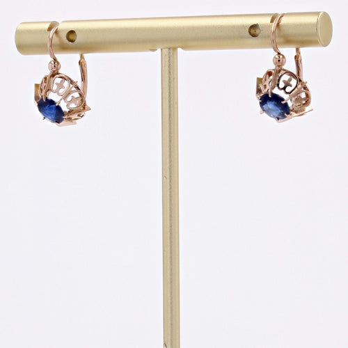 Boucles d'oreilles Boucles d'oreilles anciennes saphirs en dormeuses 58 Facettes 23-061