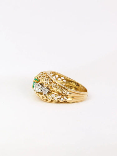 Bague Bague jarretière vintage émeraudes et diamants 58 Facettes J33